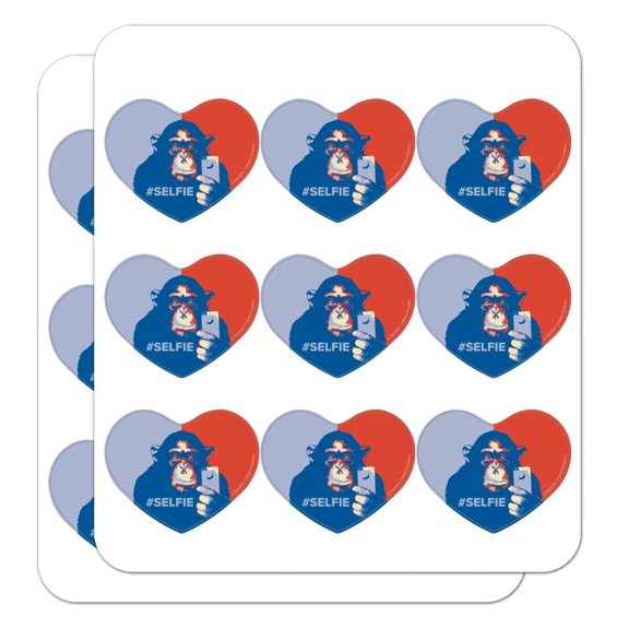 Monkey Chimp Hashtag Selfie #Selfie Heart Shaped Planner Calendar Scrapbook Craft Stickers