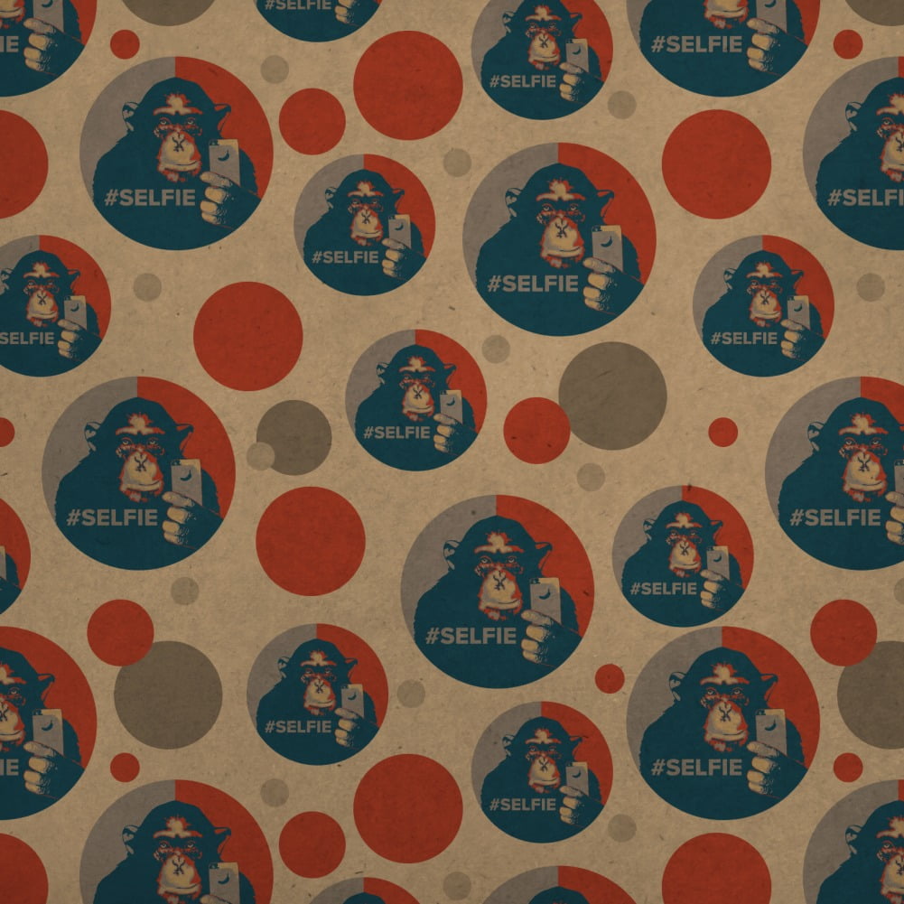 Monkey Chimp Hashtag Selfie #Selfie Premium Kraft Gift Wrap Wrapping Paper Roll