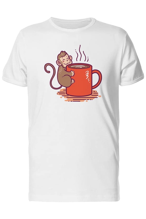 Monkey Clinging On Cup T-Shirt Men -Image by Shutterstock, Male Medium