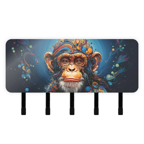 Monkey Color Spots Mail Holder Organizer Wall Mount with Shelf Key Holder Key Rack with 5 Key Hooks for Wall Decorative