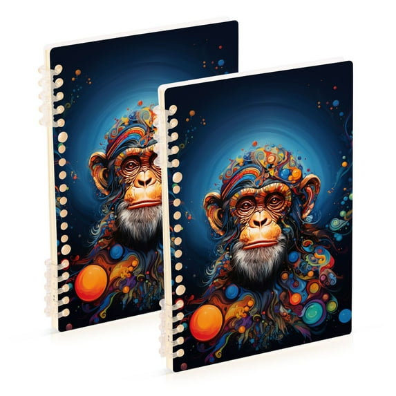 Monkey Color Spots Ring Binder Notebook Journey Note Diary College Ruled Spiral Notebook Study Loose Leaf Paper A5 60 Pages