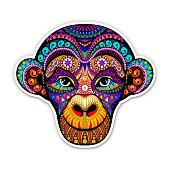 Monkey Colorful - 12" Vinyl Sticker Waterproof Decal