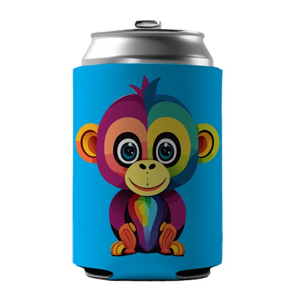 Monkey Colorful Rainbow Drink Beer Soda Insulated Sleeve Holder Can Cooler Hugger