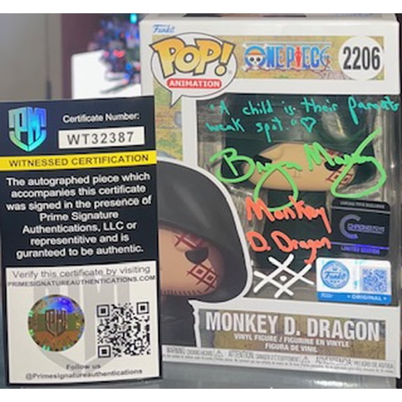Monkey D. Dragon Signed Quoted Certified Autograph One Piece Vinyl Figure 2206 Funko Pop! Animation