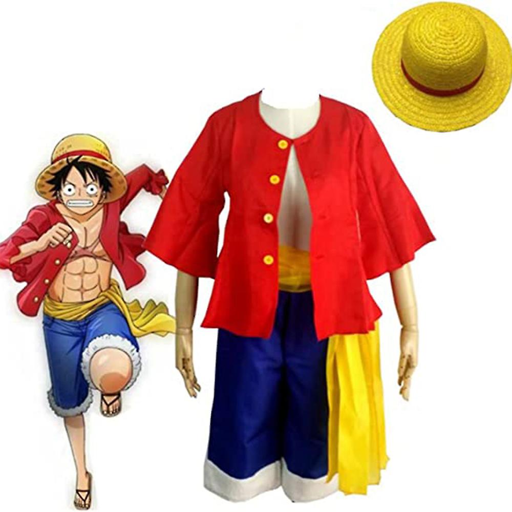 Monkey D. Luffy Cosplay Pirate Straw Hat Costume Set One Piece Anime Manga Adults Halloween