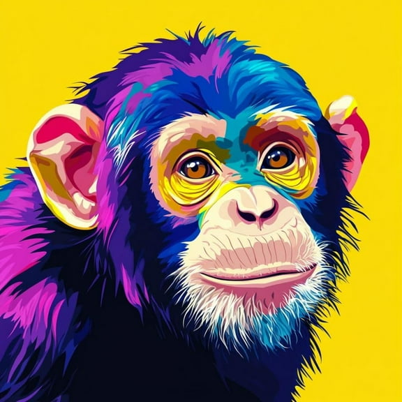 Monkey DIY 5D Diamond Art Painting by Number Kits for Adults Paint with Full Drill Round Diamond Gems Painting Art Craft for Home Wall Decoration 13.8x13.8in