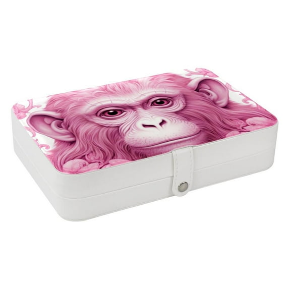 Monkey Decorative PU Leather Jewelry Organizer Box with Removable Compartment: Portable Display Case