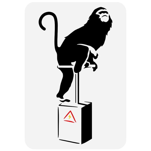 Monkey Detonator Painting Stencil 11.7x8.3inch Large Monkey Stepping On Detonator Template Hollowed Warning Signs Painting Stencil
