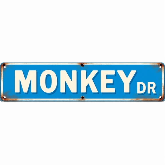 Monkey Drive Metal Sign 16*4 Inches "MONKEY DR" Wildlife Zoo Animal Decor