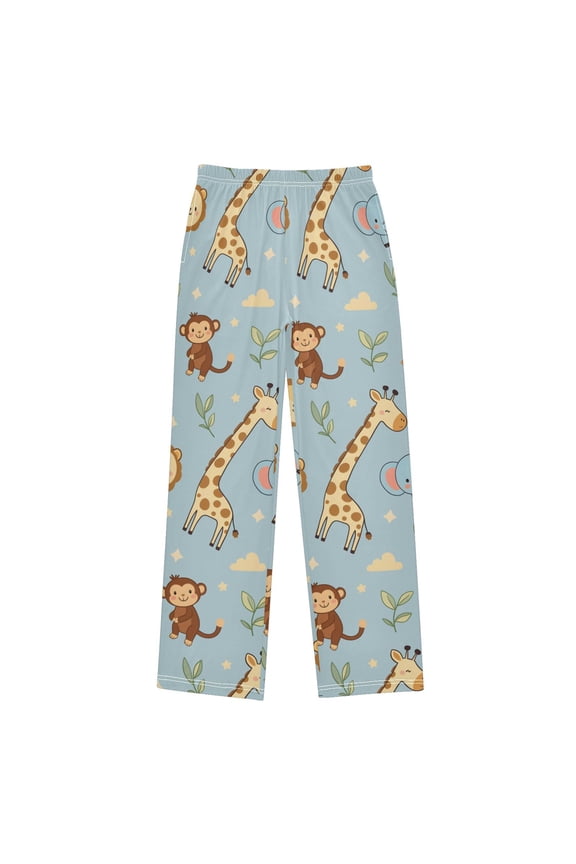 Monkey Elephant Giraffe Pattern Pajama Pants Soft Lightweight Lounge Pants Bottoms Sleep Pants Warm Comfy