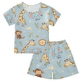 thumbnail image 1 of Monkey Elephant Giraffe Pattern Summer Pajama Set Soft Cotton Short Sleeve Sleepwear 2PCS Pajama Sets Breathable Lounge Set Size 5Y, 1 of 7