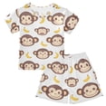 thumbnail image 1 of Monkey Face Banana Pattern Summer Pajama Set Soft Cotton Short Sleeve Sleepwear 2PCS Pajama Sets Breathable Lounge Set Size 14Y, 1 of 7
