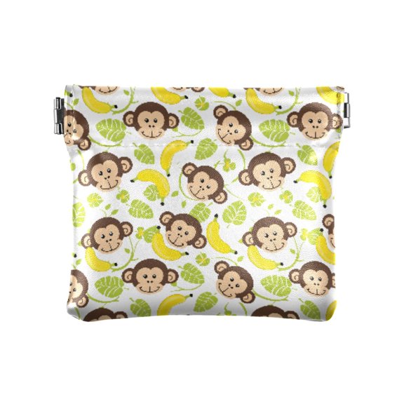 Monkey Face Banana Wallet Small PU Leather Change Pouch Wallet for Women
