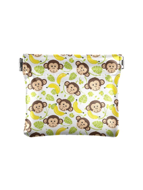 Monkey Face Banana Wallet Small PU Leather Change Pouch Wallet for Women