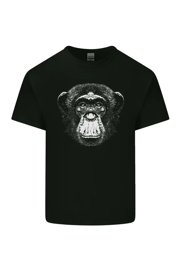 Monkey Face Chimpanzee Cute Primate Wildlife Fun Animal Graphic Unisex T-Shirt, up to size 5XL