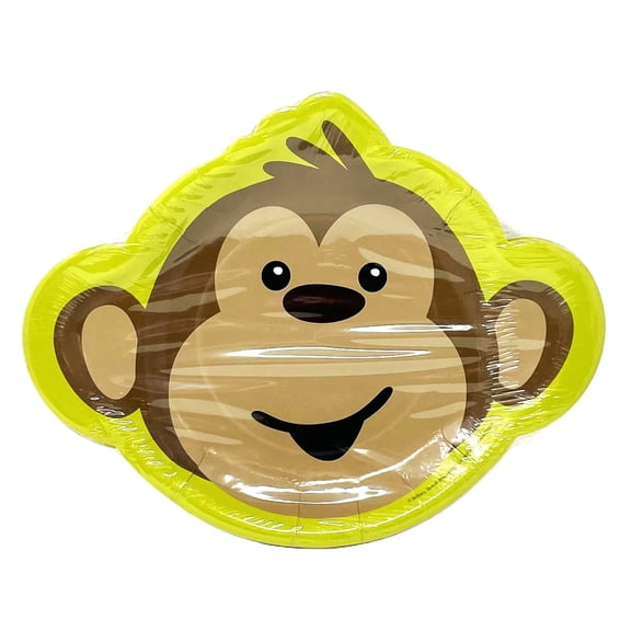 Monkey Face Oversized 9.5" X 12" Kids Birthday Party Plates - Pack of 8