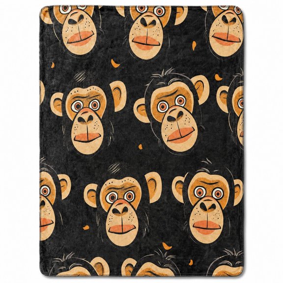 Monkey Face Sherpa Blanket, Multicolor Polyester Fleece Throw