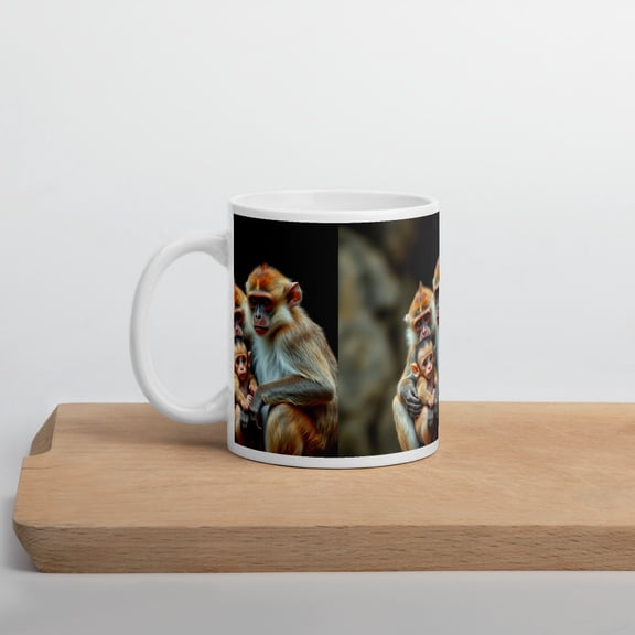Monkey Family Love – Wildlife-Themed Ceramic Mug, White Glossy, Coffee, Animal, Wildlife, Jungle-Inspire