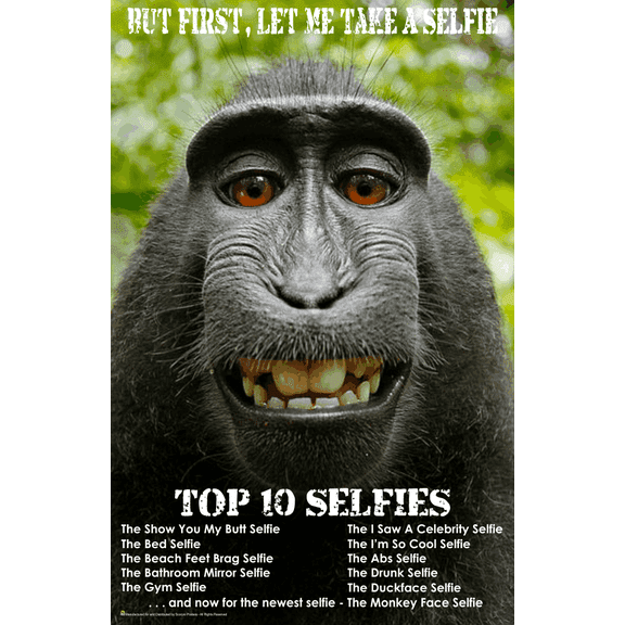 Monkey - First Let Me Take A Selfie Mini Poster- 11" x 17"