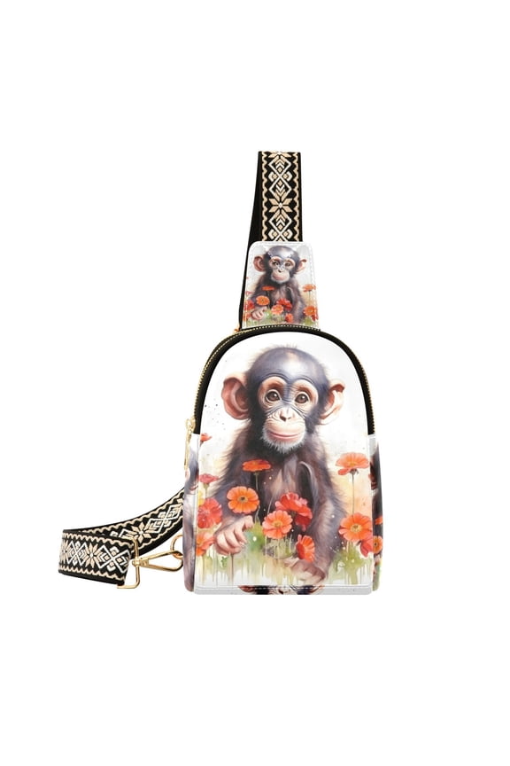 Monkey Flowers Crossbody Bags Backpack Chest Bag Shoulder Bag Waist Bag for Outdoor Travel Hiking Fitness Cycling