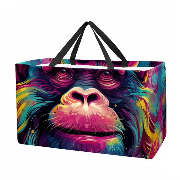 Monkey Foldable Reusable Large Capacity Oxford Cloth Cube Organizer Shopping Bag Basket Organizer