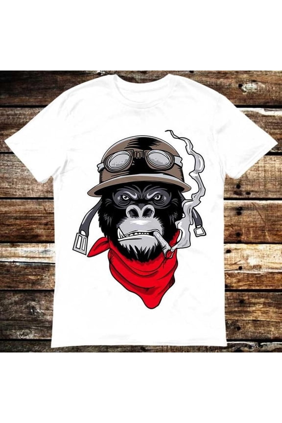 Monkey Gangsta Biker Heavy Metal Rock Punk T Shirt Meme Gift Shirt Funny Tee Vintage Style Aesthetic Unisex Gamer Cult Movie Music 6183