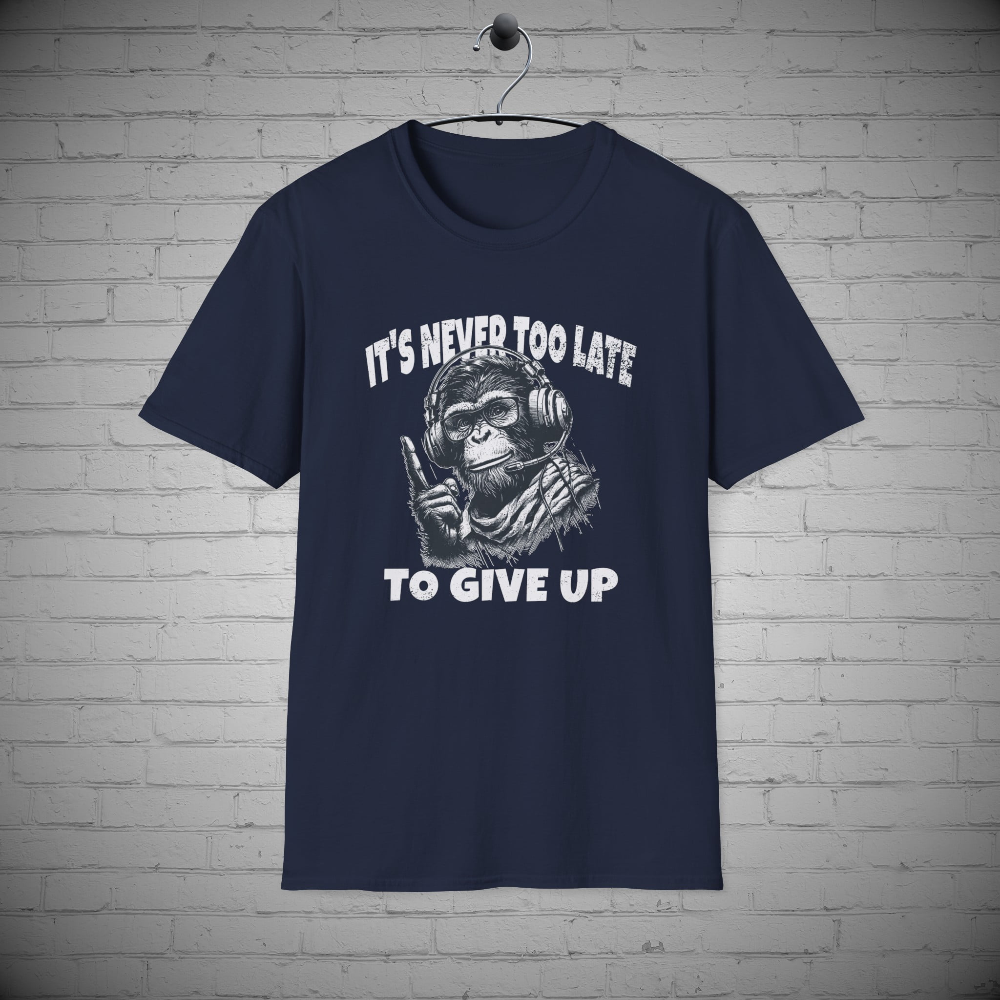 Monkey Graphic t-shirt, Sarcastic Monkey tee, Never to Late to Give Up ...