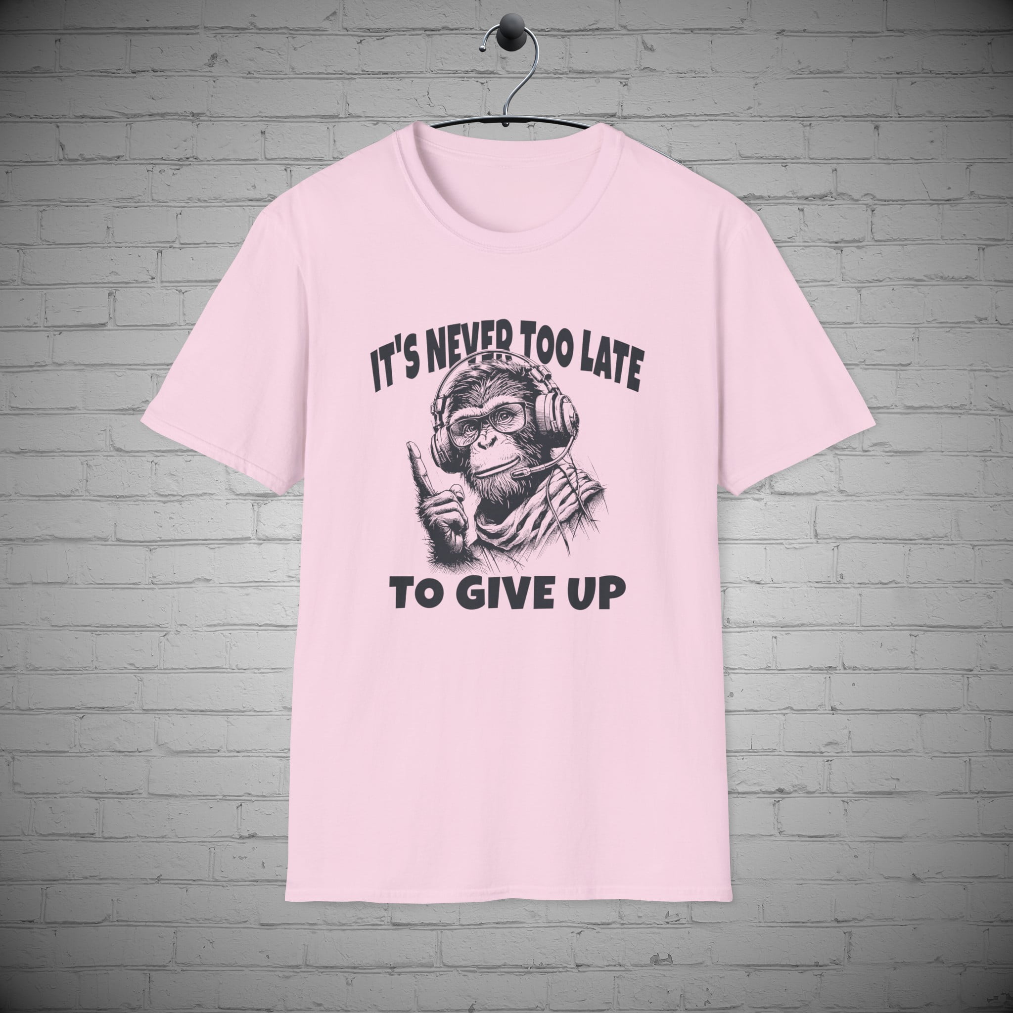 Monkey Graphic t-shirt, Sarcastic Monkey tee, Never to Late to Give Up ...