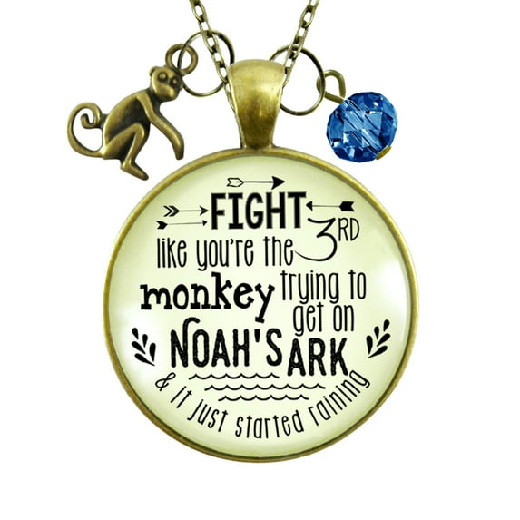 Monkey Gutsy Goodness Bronze Necklace Fight like Noah's Ark Adult Female Survivor Jewelry