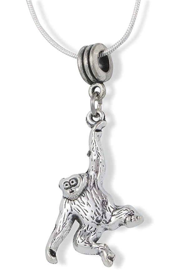 Monkey Hanging by One Arm Charm Snake Chain Necklace