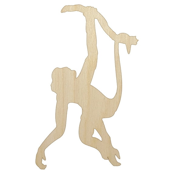 Monkey Hanging from Tree Solid Wood Shape Unfinished Piece Cutout Craft DIY Projects - 4.70 Inch Size - 1/4 Inch Thick