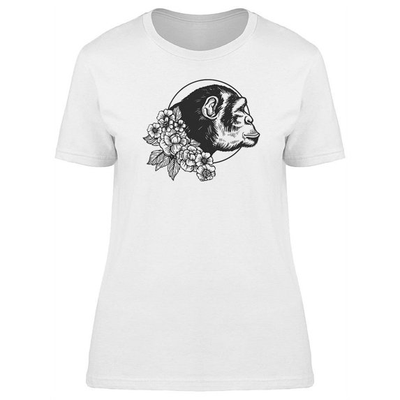 Monkey Head Flower Wreath T-Shirt Women -Image by Shutterstock, Female Medium