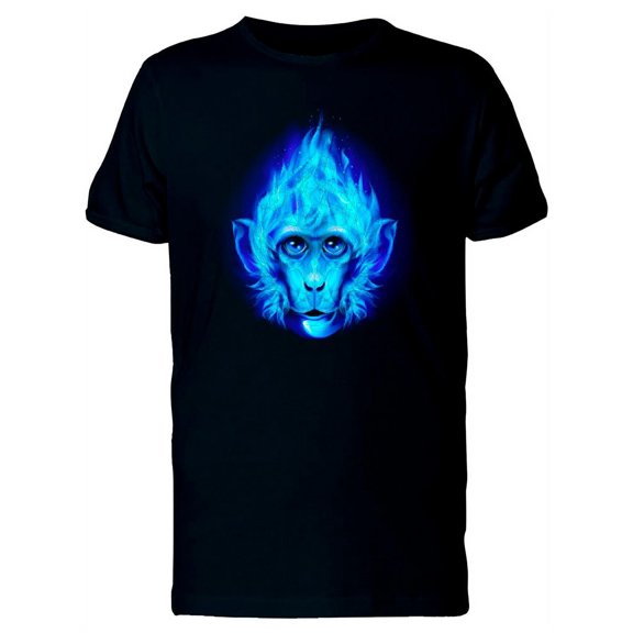 Monkey Head In Blue Fire T-Shirt Men -Image by Shutterstock, Male Large