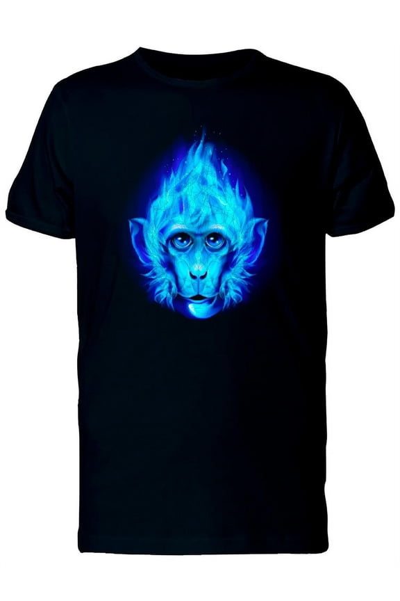 Monkey Head In Blue Fire T-Shirt Men -Image by Shutterstock, Male Large