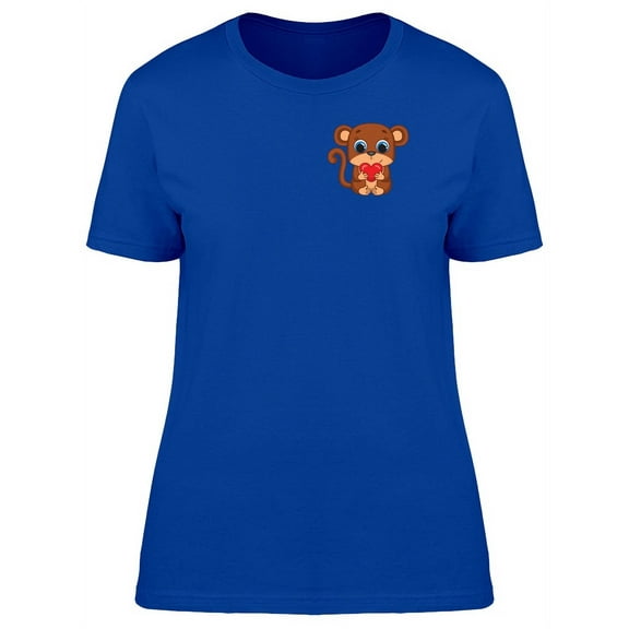 Monkey Holding Tiny Heart T-Shirt Women -Image by Shutterstock, Female Large