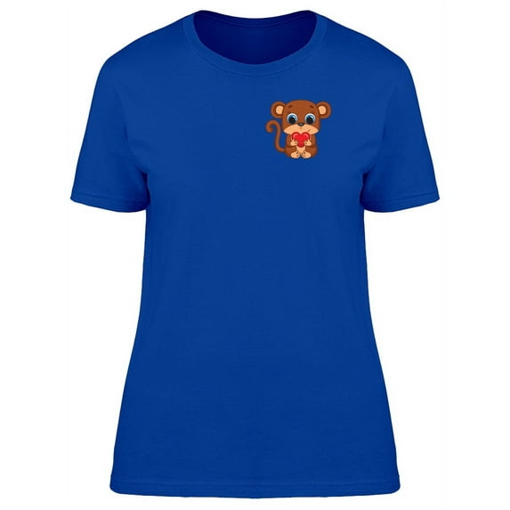 Monkey Holding Tiny Heart T-Shirt Women -Image by Shutterstock, Female x-Large
