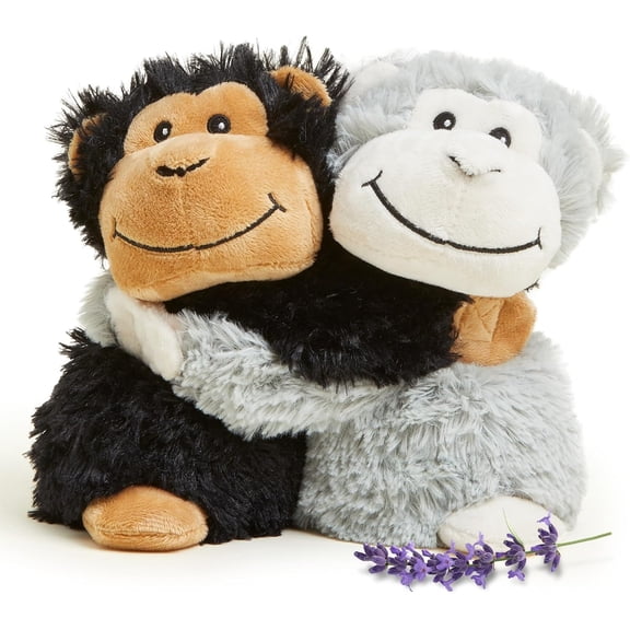 warmies Hugs Duo 9" Monkey Stuffed Animal, Microwavable Heated Plushies and Weighted Soft Plush Toys