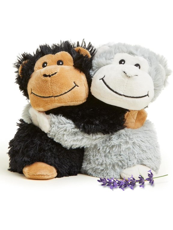 Hugs Duo 9" Monkey Stuffed Animal, Microwavable Heated Plushies and Weighted Soft Plush Toys