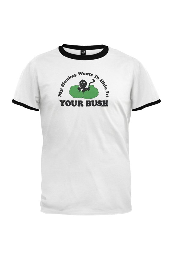 Monkey In Your Bush - Ringer T-Shirt - Medium