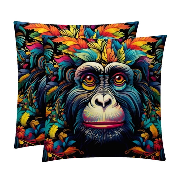 Monkey Inserts - Set of 2 Bed Pillow Inserts with Unique Patterns - Available in Sizes 16x16, 18x18, 20x20 Inches for Throw Pillow Covers - Great for Any Occasion!