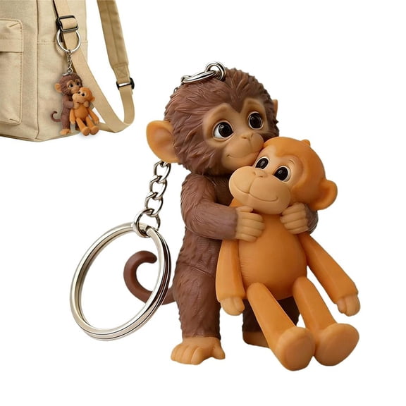 Monkey Keychain Resin Figurine for Backpack Car Keys Animal Welfare Charm