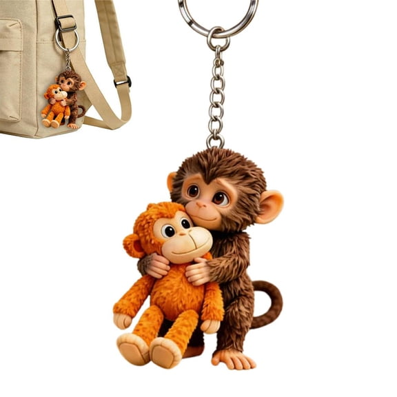 Monkey Keychain Resin Figurine for Backpack Car Keys Animal Welfare Charm