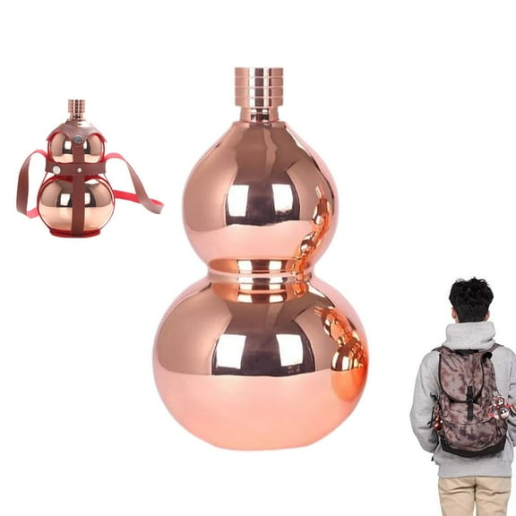 Monkey King Inspired 304 Stainless Steel Gourd Mug 1000ml 1500ml Portable Travel Water Bottle With Leather Case