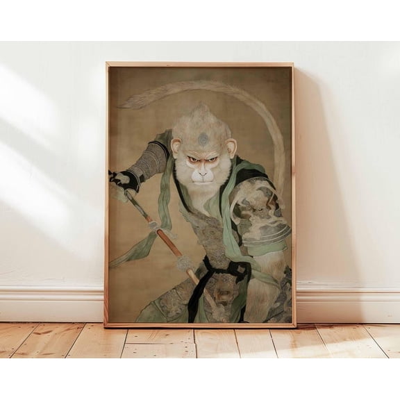 Monkey King Warrior Wall Art Print, Unframed Paper Poster 8x10in