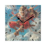 Monkey King with Golden Cudgel Wall Clock Battery Operated Silent Non-Ticking Bedroom Office Kitchen Home School Decor 7.8"Black