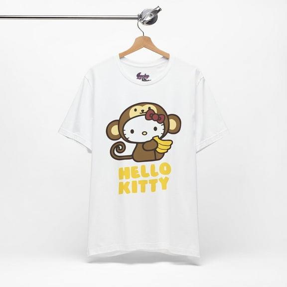 Monkey Kitty Tee - Hello Kitty Sanrio Shirt - Monkey Mascot Cute Kawaii Tee,White Color,Size 3XL