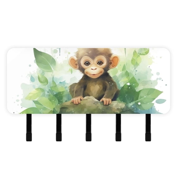 Monkey Leaves Mail Holder Organizer Wall Mount with Shelf Key Holder Key Rack with 5 Key Hooks for Wall Decorative