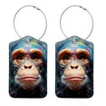 thumbnail image 1 of Monkey Luggage Tag, Travel Tags, Handbag Tag - Square PU Leather 2 Pack with Privacy Cover and Stainless Steel Ring - Suitable for Travel, Backpack, Handbag [Amazon Approved], 1 of 7