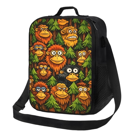 Monkey Lunch Bag Insulated Thermal Lunch Box with Shoulder Strap & Handle for Women and Men