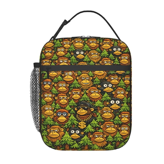 Monkey Lunch Bag Reusable Thermal Lunch Tote with Handle for Women and Men